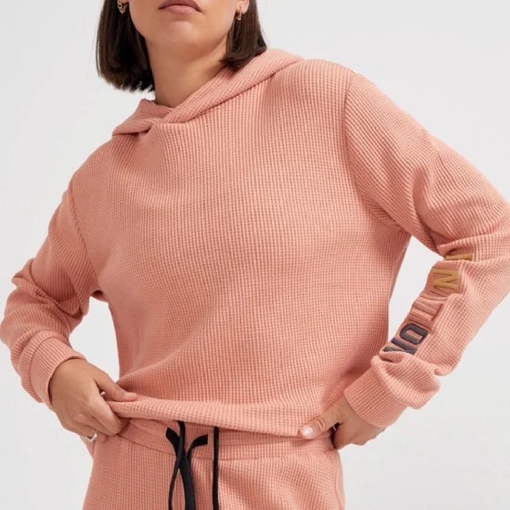 P.E Nation Rebound Waffle Knit Hoodie In Coral size Medium - Picture 13 of 15